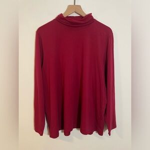 PureJill Pima Cotton Burgundy Relaxed Turtleneck Stretch Women’s Size 2X